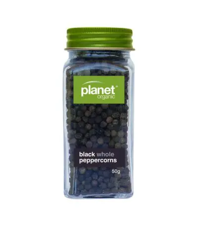 Planet Organic - Organic Whole Black Peppercorns - Shaker 50g