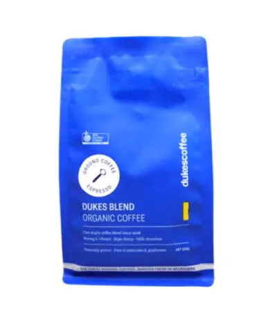 Dukes Coffee  - Organic Coffee - Dukes Blend Ground Espresso - 200g
