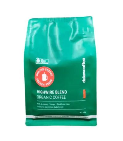 Dukes Coffee  - Organic Coffee - Highwire Blend Ground French Press - 200g
