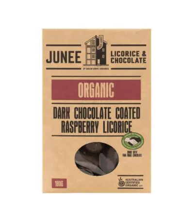 Green Grove - Organic Dark Chocolate Coated Raspberry Licorice - 180g