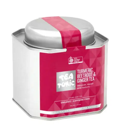 Tea Tonic Organic Turmeric Beetroot Ginger Tea Caddy Tin 185g