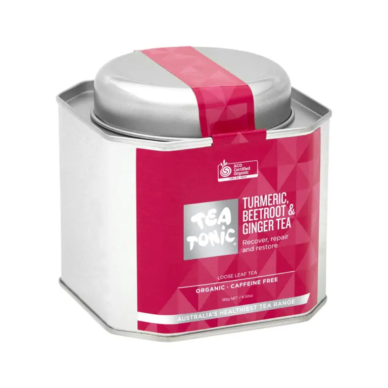 Tea Tonic Organic Turmeric Beetroot Ginger Tea Caddy Tin 185g