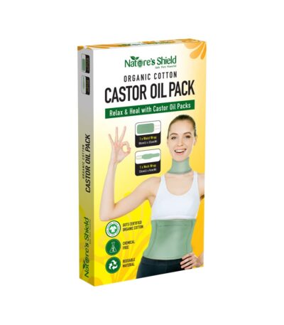 Natures Shield Organic Cotton Castor Oil Pack Waist Wrap (50cm x 22cm) + Neck Wrap (53cm x 9cm)