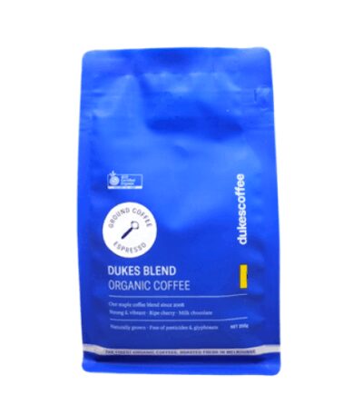 Dukes Coffee  - Organic Coffee - Dukes Blend Ground Espresso - 200g