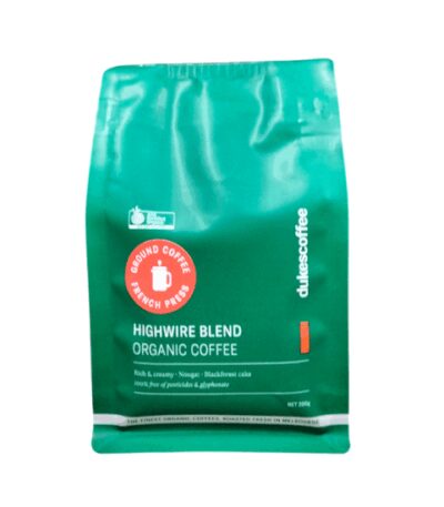 Dukes Coffee  - Organic Coffee - Highwire Blend Ground French Press - 200g