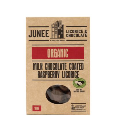 Green Grove - Organic Milk Chocolate Coated Raspberry Licorice - 180g