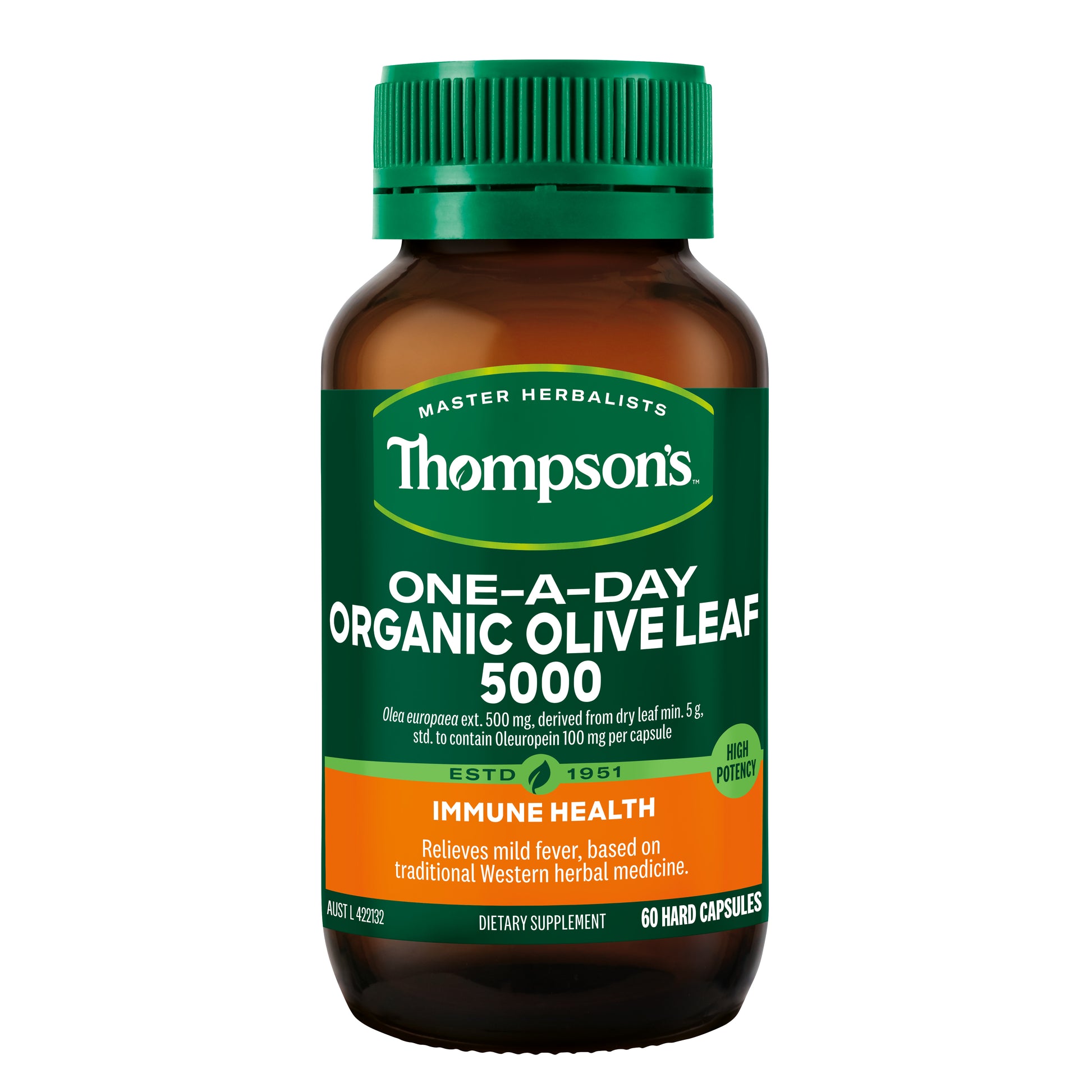 Thompson's One-A-Day Organic Olive Leaf 5000 60 Capsules Thompson's One-A-Day Organic Olive Leaf 5000 60 Capsules