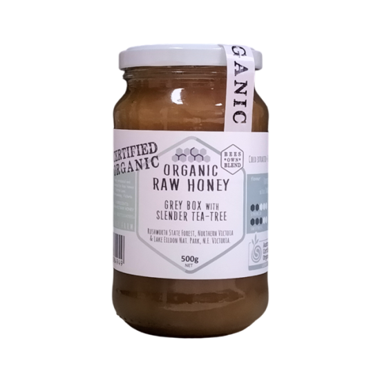 Raw Honey Organic Honey Grey Box with Slender Tea Tree 500g