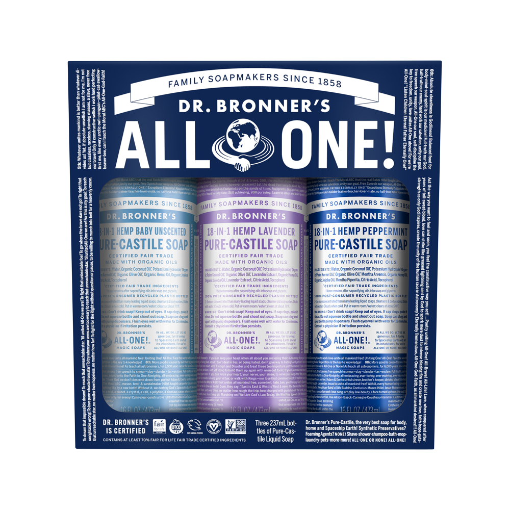 Dr. Bronner's Pure Castile Soap Liquid Cosmic Classics 237ml x 3 Pack Dr. Bronner's Pure Castile Soap Liquid Cosmic Classics 237ml x 3 Pack