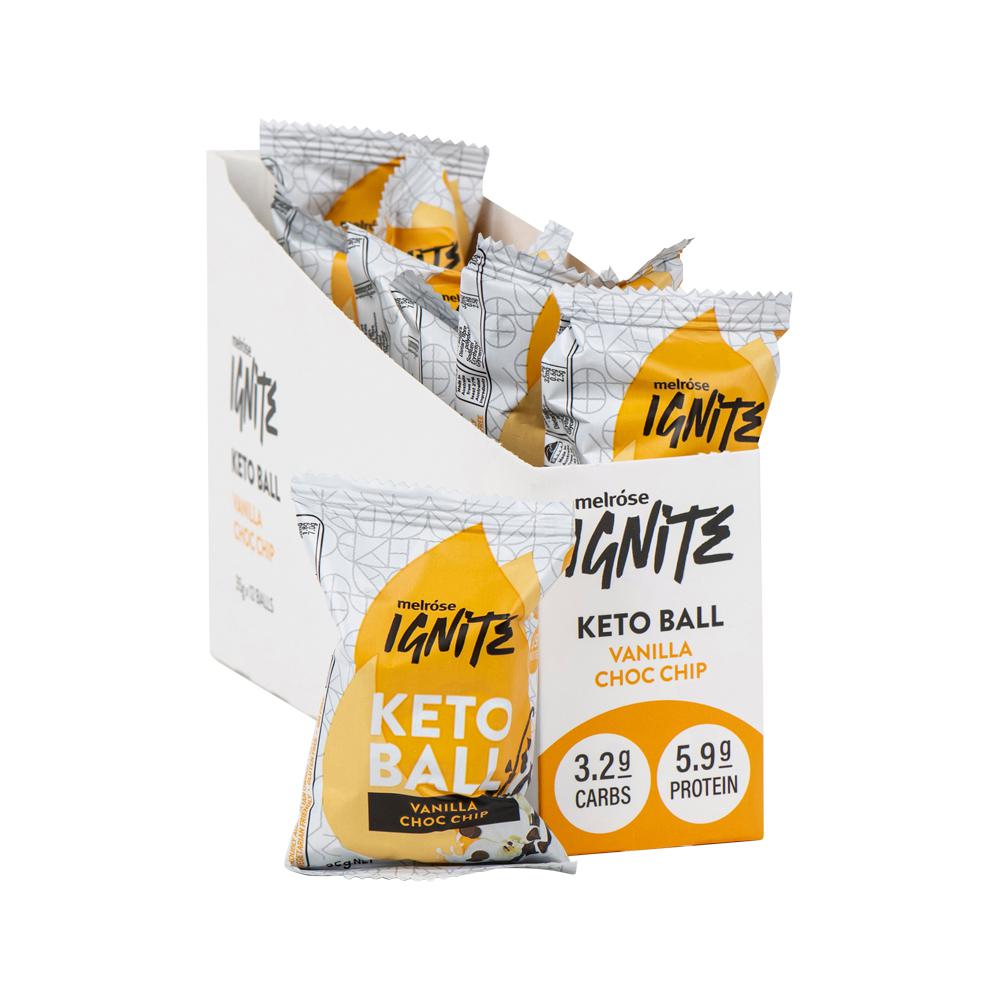 Melrose Ignite Keto Ball Vanilla Choc Chip 35g x 12 pack Melrose Ignite Keto Ball Vanilla Choc Chip 35g x 12 pack