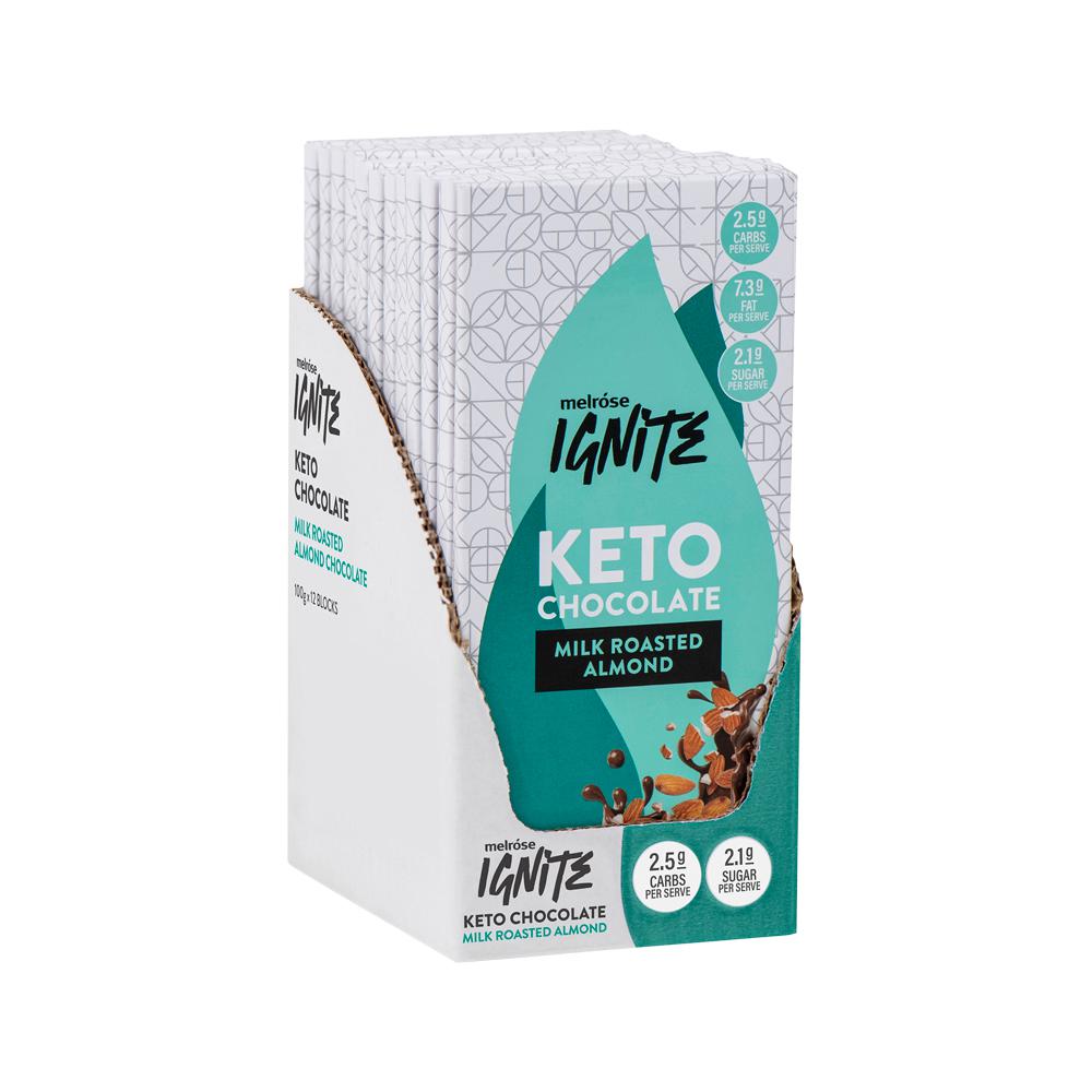 Melrose Ignite Keto Chocolate Milk Roasted Almond 100g x 12 pack Melrose Ignite Keto Chocolate Milk Roasted Almond 100g x 12 pack