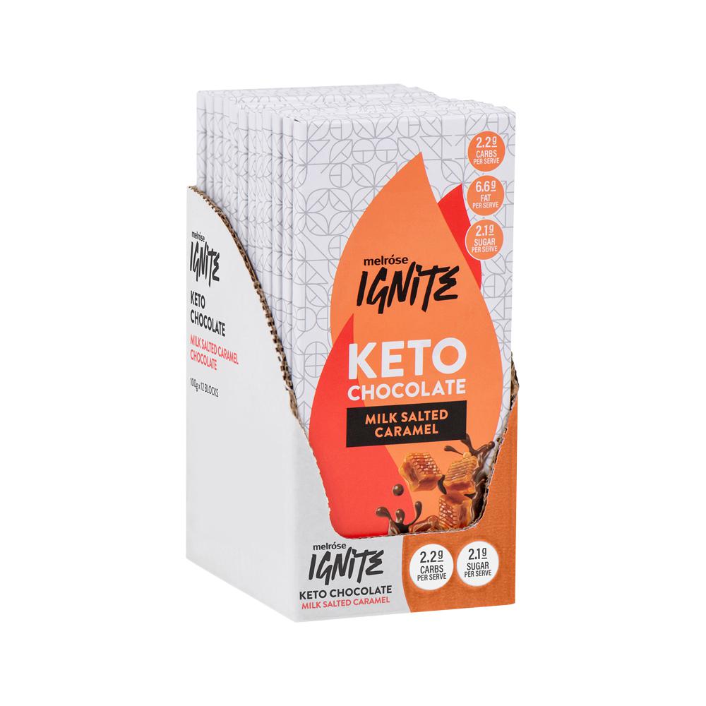 Melrose Ignite Keto Chocolate Milk Salted Caramel 100g x 12 pack Melrose Ignite Keto Chocolate Milk Salted Caramel 100g x 12 pack