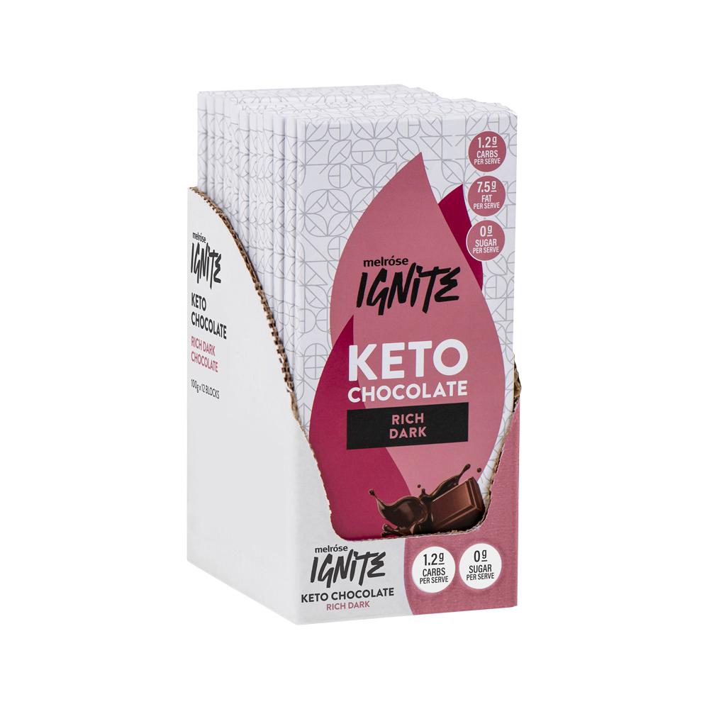 Melrose Ignite Keto Chocolate Rich Dark 100g x 12 packets Melrose Ignite Keto Chocolate Rich Dark 100g x 12 packets