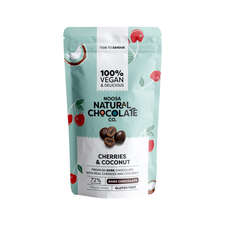 Noosa Natural Chocolate Co. Dark Chocolate Cherries and Coconut 100g