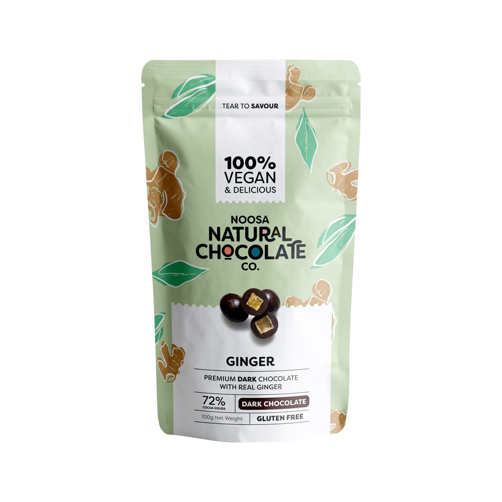 Noosa Natural Chocolate Co. Dark Chocolate Ginger 100g Noosa Natural Chocolate Co. Dark Chocolate Ginger 100g