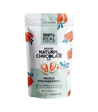 Noosa Natural Chocolate Co. White Chocolate Whole Strawberries 100g
