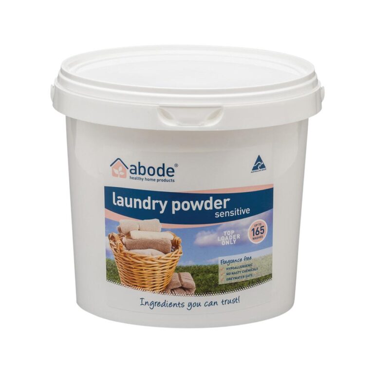 Abode Laundry Powder Front Top Sensitive Zero Bucket 4kg