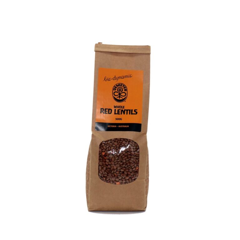Biodynamic - Organic Whole Red Lentils 500g