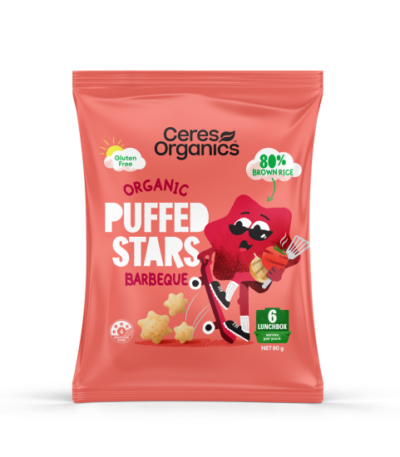 Ceres Organics - Brown Rice Puffed Stars - BBQ 80g