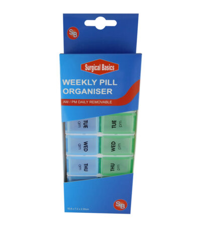 Surgical Basics Pill Box - Weekly Pill Planner (2 per day) Compact