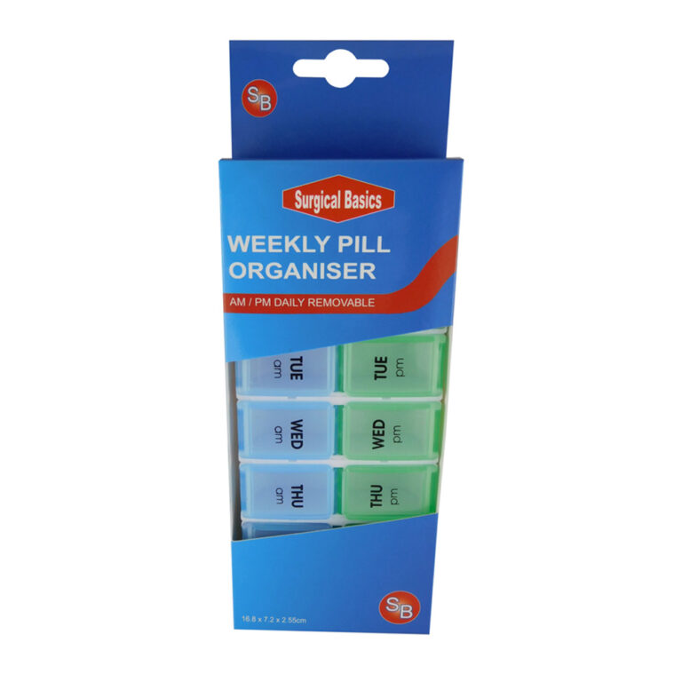 Surgical Basics Pill Box - Weekly Pill Planner (2 per day) Compact